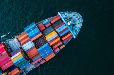Aerial,Top,View,Container,Cargo,Ship,In,Import,Export,Business